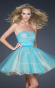 Picture of: Tulle Cocktail Dress with Lace Underlay in Aqua, Style: 17271, Main Picture