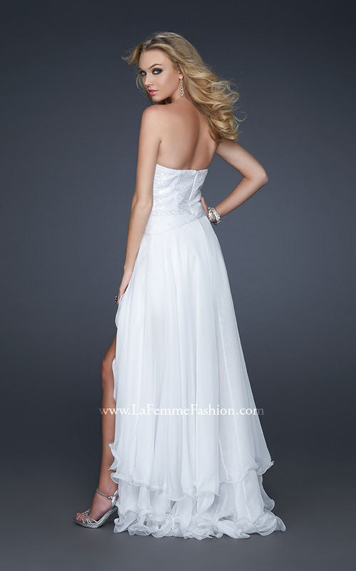 Picture of: Glam Strapless Prom Gown with Embellished Waist in Silver, Style: 17377, Back Picture