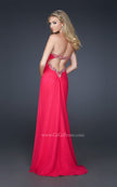 Picture of: Chiffon Prom Dress with Accent Beading and Side Slit in Red, Style: 17380, Back Picture