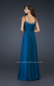 Picture of: Scoop Neck Chiffon Prom Dress with Pleated Center Front in Blue, Style: 17435, Back Picture