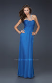 Picture of: Halter Top Dress with Beaded Straps and A-line Skirt in Blue, Style: 17441, Detail Picture 5