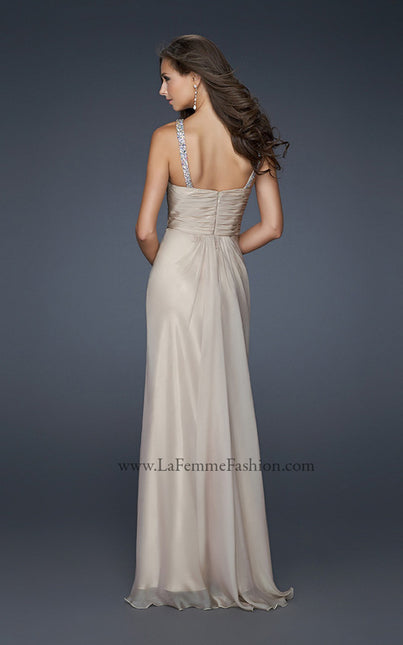 Picture of: Halter Top Dress with Beaded Straps and Draped Effect in Nude, Style: 17452, Back Picture