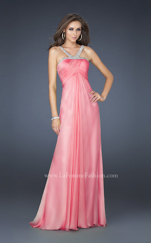 Picture of: Halter Top Dress with Beaded Straps and Draped Effect in Pink, Style: 17452, Detail Picture 2
