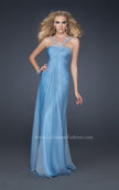 Picture of: Halter Top Dress with Beaded Straps and Draped Effect in Blue, Style: 17452, Detail Picture 3