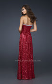 Picture of: Full Length Sequin Prom Gown with Gathered Detail in Pink, Style: 17458, Back Picture