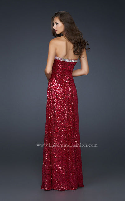 Picture of: Full Length Sequin Prom Gown with Gathered Detail in Pink, Style: 17458, Back Picture
