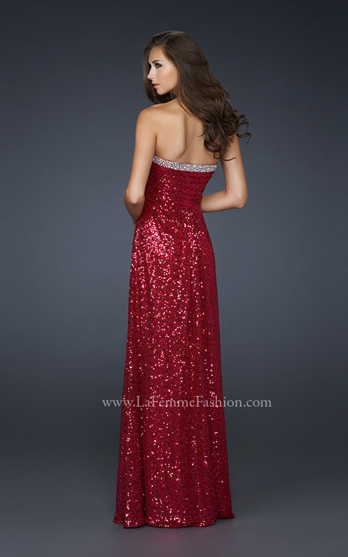 Picture of: Full Length Sequin Prom Gown with Gathered Detail in Pink, Style: 17458, Back Picture