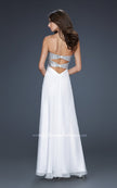 Picture of: Sequined Bust Chiffon Prom Dress with Double Strap Back in White, Style: 17461, Back Picture