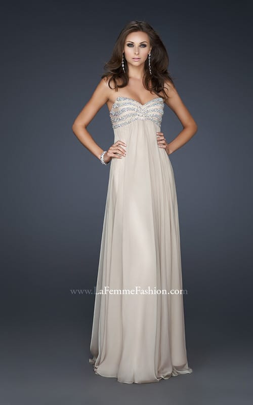 Picture of: Strapless Chiffon Dress with Sweetheart Neckline in Nude, Style: 17474, Detail Picture 1