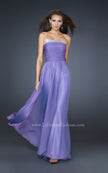 Picture of: Chiffon Dress with Pleated Front and Beaded Detail in Purple, Style: 17475, Main Picture