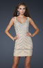 Picture of: Sexy Short Cocktail Dress with V Front and Back in Nude, Style: 17494, Main Picture