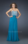 Picture of: Strapless Chiffon Dress with Pleated Waistband in Blue, Style: 17498, Main Picture