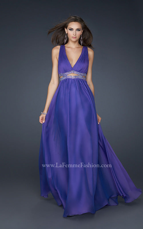 Picture of: Deep V Neck Chiffon Prom Dress with Pleating in Purple, Style: 17503, Main Picture