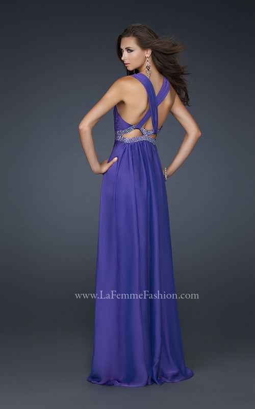Picture of: Deep V Neck Chiffon Prom Dress with Pleating in Purple, Style: 17503, Back Picture