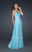 Picture of: Strapless Chiffon Dress with Embellishments and Pleats in Blue, Style: 17507, Detail Picture 2