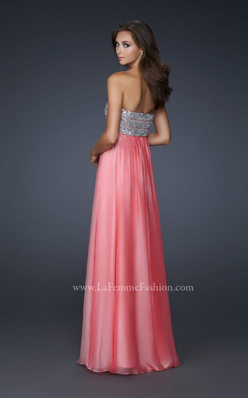Picture of: Strapless Chiffon Prom Gown with Sequined Bust in Pink, Style: 17513, Back Picture