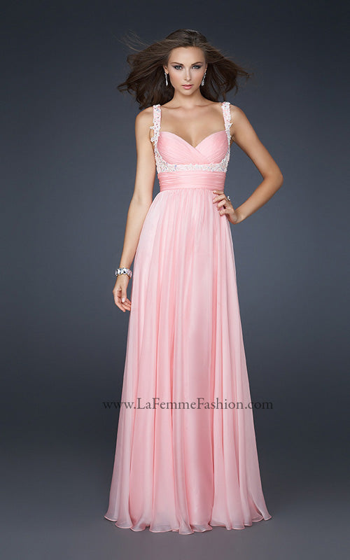 Picture of: Empire Waist Chiffon Prom Gown with Embellishments in Pink, Style: 17542, Detail Picture 1
