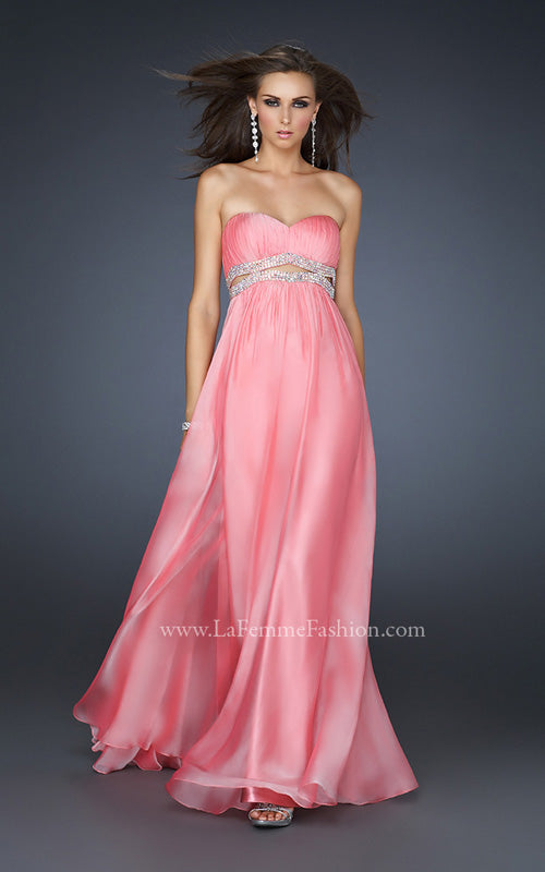 Picture of: Chiffon Prom Dress with Beaded Waist and Pleating in Pink, Style: 17546, Detail Picture 1