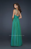 Picture of: Full Length Chiffon Gown with Embellished Shoulder Strap in Green, Style: 17575, Back Picture