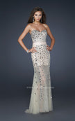 Picture of: Sheer Beaded Prom Dress with Sweetheart Neckline in Silver, Style: 17603, Detail Picture 1
