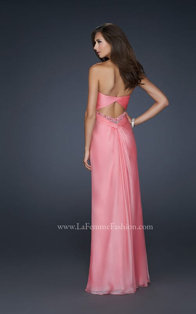 Picture of: Long Chiffon Prom Dress with Open Back and Beading in Orange, Style: 17651, Back Picture