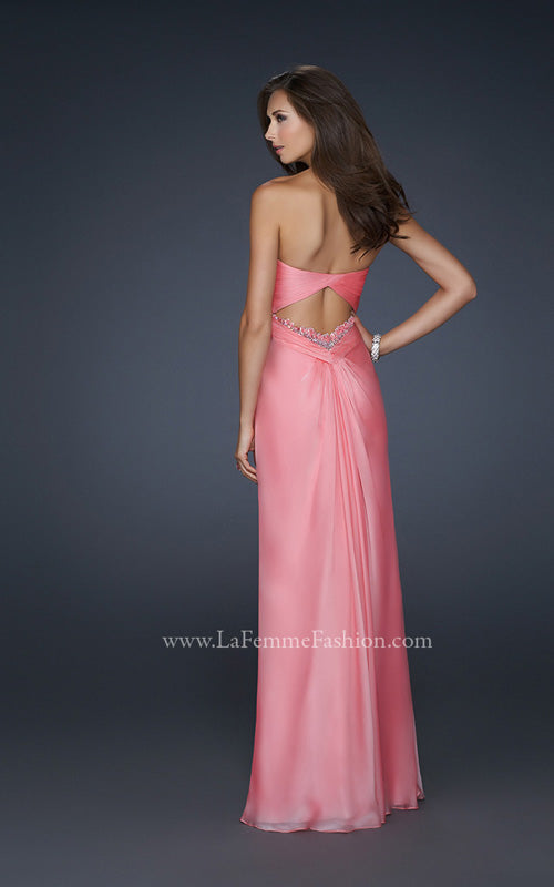Picture of: Long Chiffon Prom Dress with Open Back and Beading in Orange, Style: 17651, Back Picture