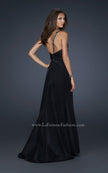 Picture of: One Shoulder Taffeta Gown with Embellishments and Slit in Black, Style: 17680, Back Picture