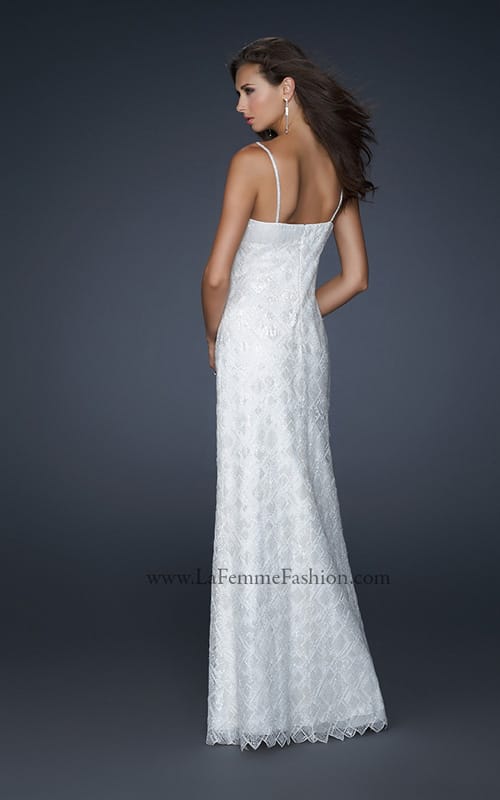 Picture of: Spaghetti Strap Embellished Lace Long Prom Dress in White, Style: 17699, Back Picture