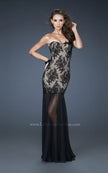 Picture of: Strapless Lace Prom Dress with See Through Net Bottom in Black, Style: 17713, Detail Picture 1