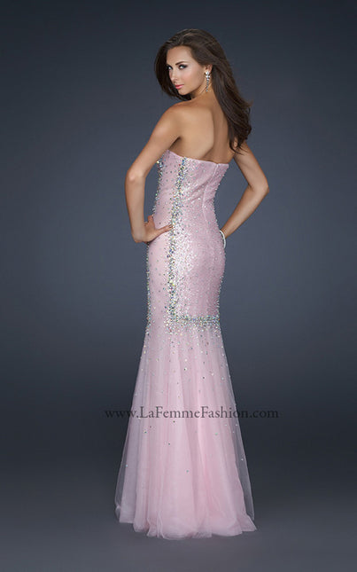 Picture of: Long Mermaid Prom Dress with Beading in Pink, Style: 17729, Back Picture