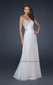 Picture of: Full Length Strapless Gown with Pleats and Beading in White, Style: 17730, Main Picture