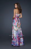 Picture of: Full Length Strapless Silk Burnout Prom Dress in Print, Style: 17735, Back Picture