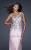 Picture of: One Shoulder Sequined Gown with Embellishments in Pink, Style: 17804, Main Picture
