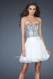 Picture of: Sexy Chiffon Cocktail Dress with Beaded Bust in White, Style: 17953, Detail Picture 3