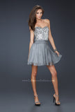 Picture of: Sexy Chiffon Cocktail Dress with Beaded Bust in Silver, Style: 17953, Detail Picture 4