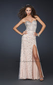 Picture of: Full Length Strapless Sweetheart Gown with Hand Beading in Nude, Style: 17975, Main Picture