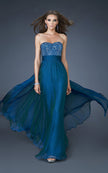 Picture of: A-line Chiffon Dress with Beaded One Shoulder Strap in Blue, Style: 18066, Main Picture