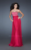 Picture of: A-line Chiffon Dress with Beaded One Shoulder Strap in Pink, Style: 18066, Detail Picture 1