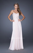 Picture of: Strapless Jeweled Prom Gown with Chiffon Overlay in Pink, Style: 18069, Detail Picture 1