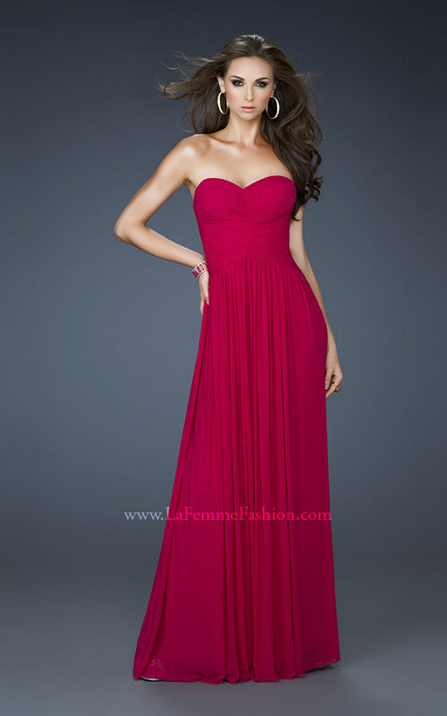 Picture of: Strapless Net Gown with Ruched Bodice and Weaving in Pink, Style: 18164, Main Picture