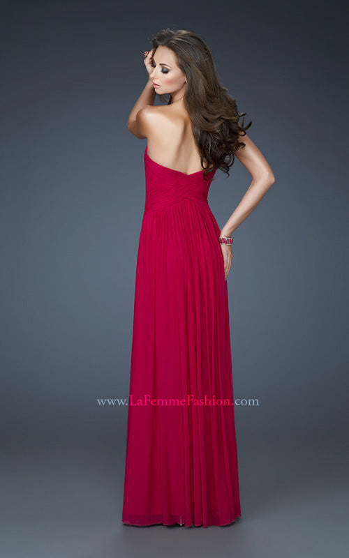 Picture of: Strapless Net Gown with Ruched Bodice and Weaving in Pink, Style: 18164, Back Picture
