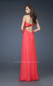Picture of: Chiffon prom Gown with Gathered Bodice and Stones in Orange, Style: 18186, Back Picture