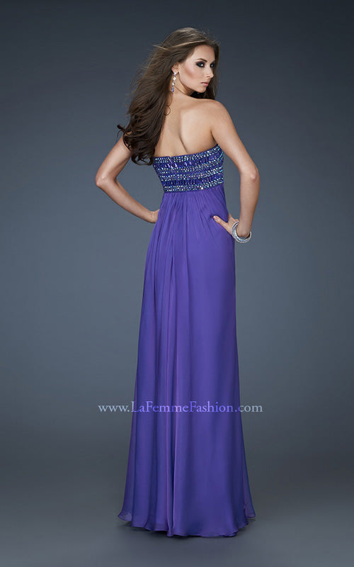 Picture of: Embellished Chiffon Prom Gown with Intricate Beading in Purple, Style: 18216, Back Picture