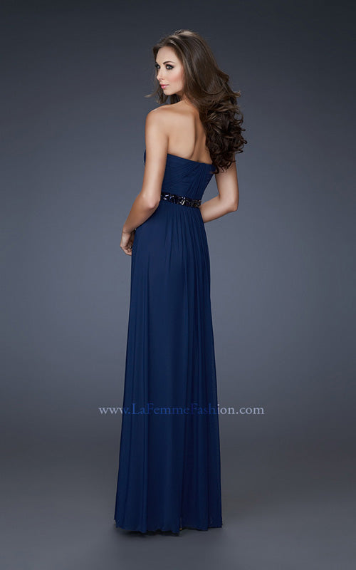 Picture of: Chic Net Prom Dress with Belted Empire Waist in Blue, Style: 18257, Back Picture