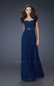 Picture of: Chic Net Prom Dress with Belted Empire Waist in Blue, Style: 18257, Detail Picture 1
