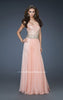 Picture of: Strapless Chiffon Gown with Beaded Bodice and Rhinestones in Orange, Style: 18273, Main Picture
