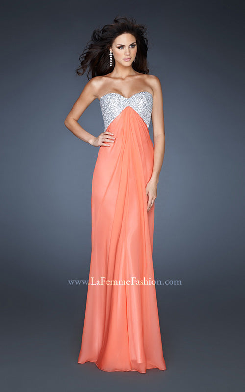 Picture of: Sequined Bodice Prom Dress with Cut Out Back in Orange, Style: 18313, Detail Picture 3