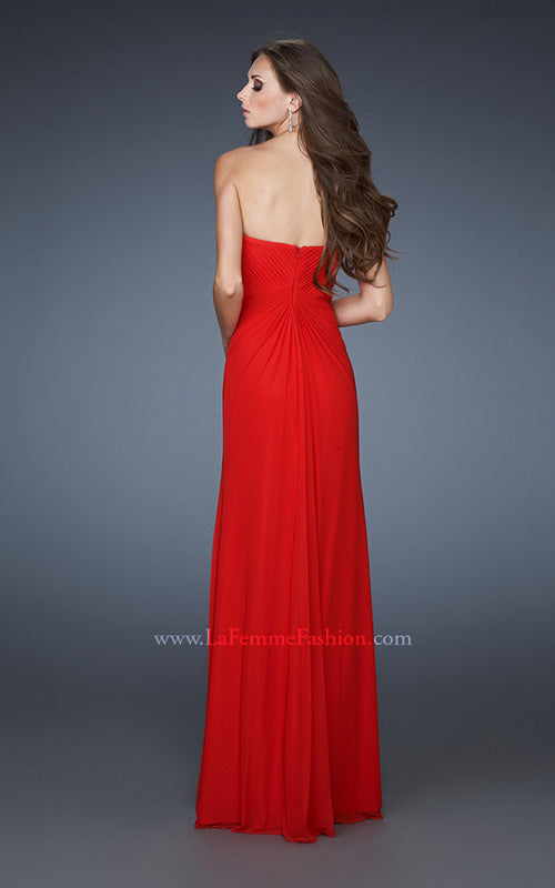 Picture of: Pleated Net Prom Gown with Rhinestone Bodice in Red, Style: 18331, Back Picture