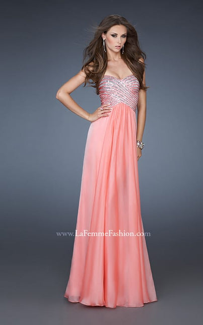 Picture of: Embellished Long Prom Dress with Sequined Bodice in Orange, Style: 18342, Main Picture