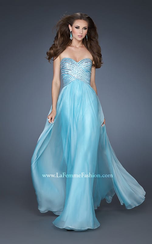 Picture of: Embellished Long Prom Dress with Sequined Bodice in Blue, Style: 18342, Detail Picture 1